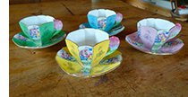 Queen Anne floral handled cups and saucers